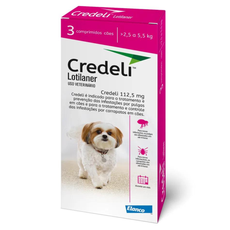 Elanco Credeli para Cães de 2,5 a 5,5 kg com 3 Comprimidos