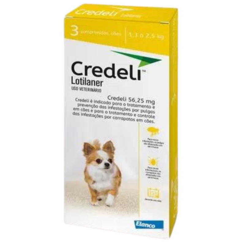 Elanco Credeli para Cães de 1,3 a 2,5 kg com 3 Comprimidos