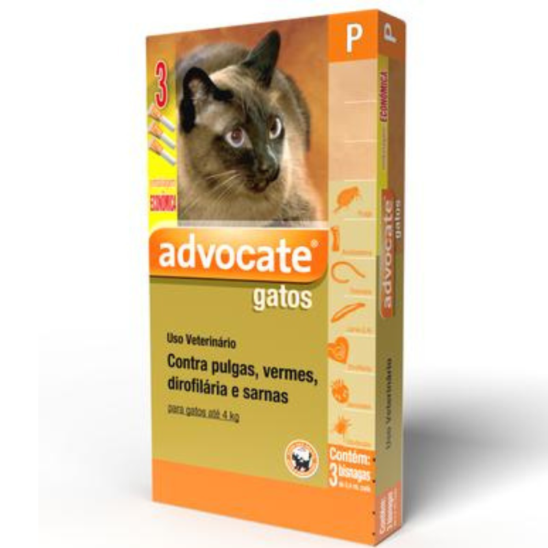 Advocate gatos de 0,5 a 4kg com 3 Bisnagas