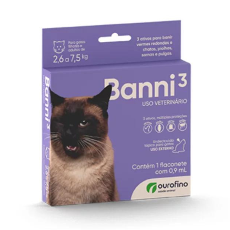 Ourofino Banni 3 para Gatos de 2,6 a 7,5kg
