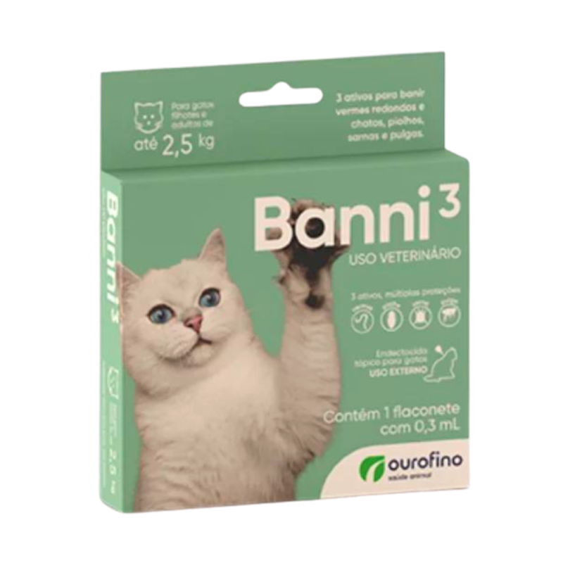 Ourofino Banni 3 para Gatos até 2,5kg