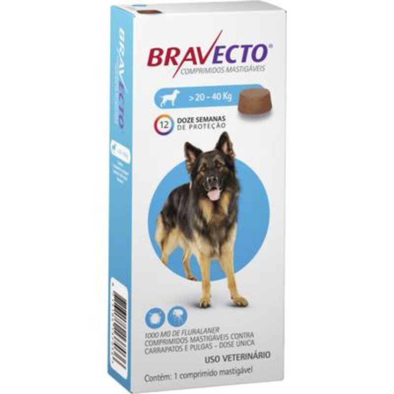Bravecto Oral para Cães de 20 a 40kg 1000mg