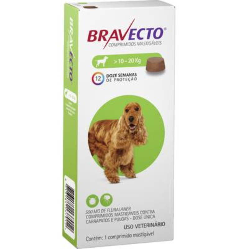 Bravecto Oral para Cães de 10 a 20kg 500mg