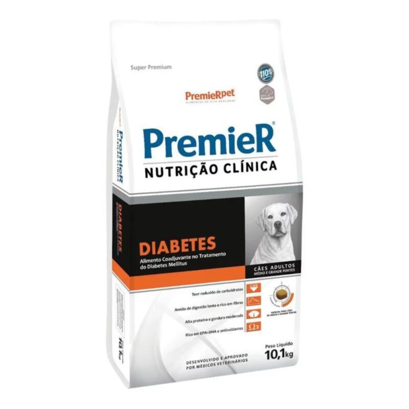 Premier Nutrição Clínica Cães Diabetes Médio/Grande Porte 10kg
